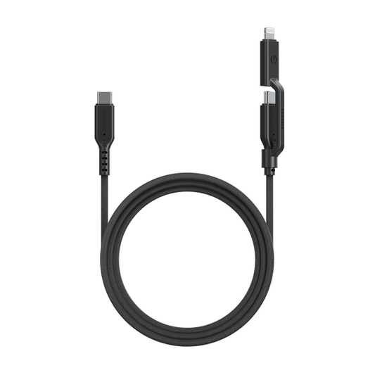 ENERGEA FLOW DUO 2-IN-1 C TO C + LIGHTNING CABLE, 480MBPS, 240W, 1.5M -BLACK