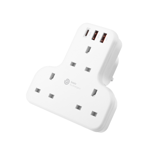 BAZIC GOPORT TRIO, EXTENSION WALL CHARGER WITH BUILT-IN USB OUTPUT - WHITE
