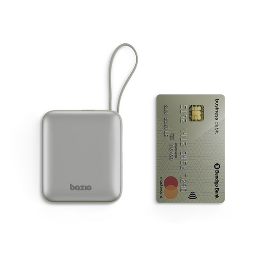 BAZIC GOPOWER FUSION MINI 10K, 3IN1 10000MAH POWERBANK WITH BUILT-IN USB-C AND LIGHTNING CABLE - PEBBLE