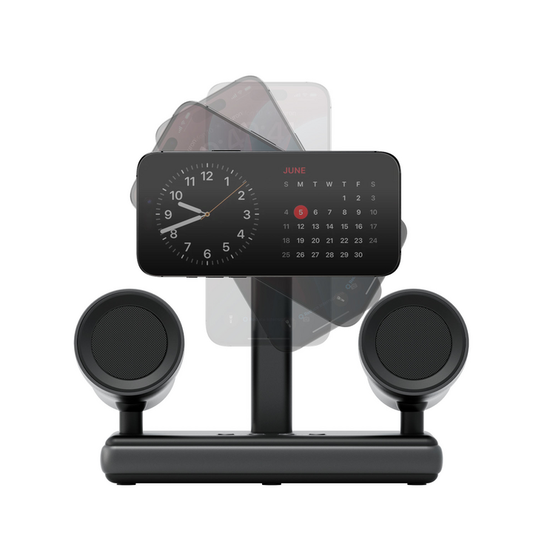 ENERGEA MAGAUDIO STAND, 2IN1 SPEAKERPHONE & QI2 MAGNETIC FAST WIRELESS CHARGER - GUNMETAL