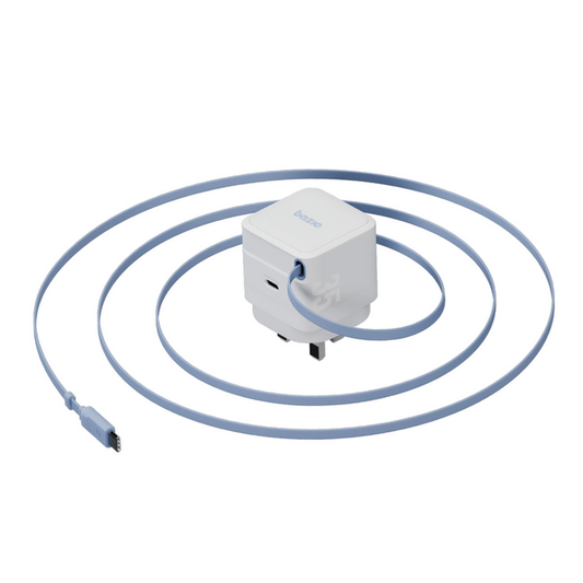 BAZIC GOPORT RETREK 35W, USB-C GaN WALL CHARGER (UK) WITH 70CM BUILT-IN CABLE - WHITE
