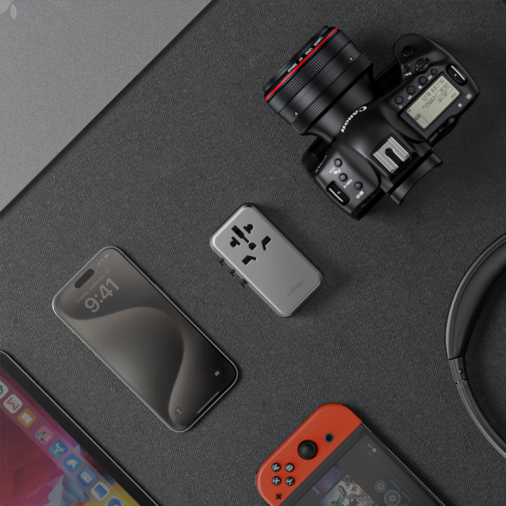 ENERGEA TRAVELWORLD ADAPTER GAN120, 1A3C 120W - GUNMETAL