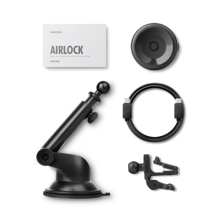 ENERGEA AIRLOCK, VACUUM PHONE MOUNT WITH 15W WIRELESS CHARGING - GUNMETAL