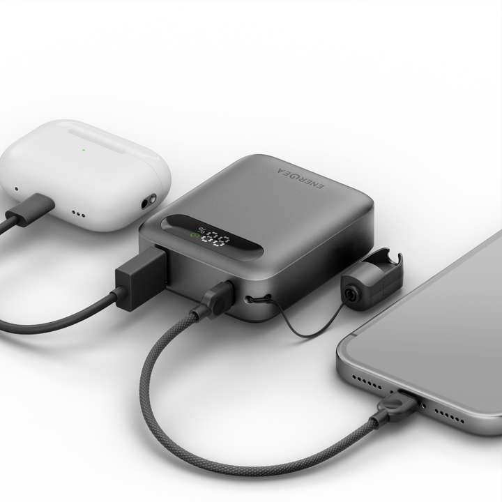 ENERGEA COMPAC LOOP 10K, 10000MAH UNIVERSAL POWERBANK WITH USB-C CABLE STRAP - GUNMETAL