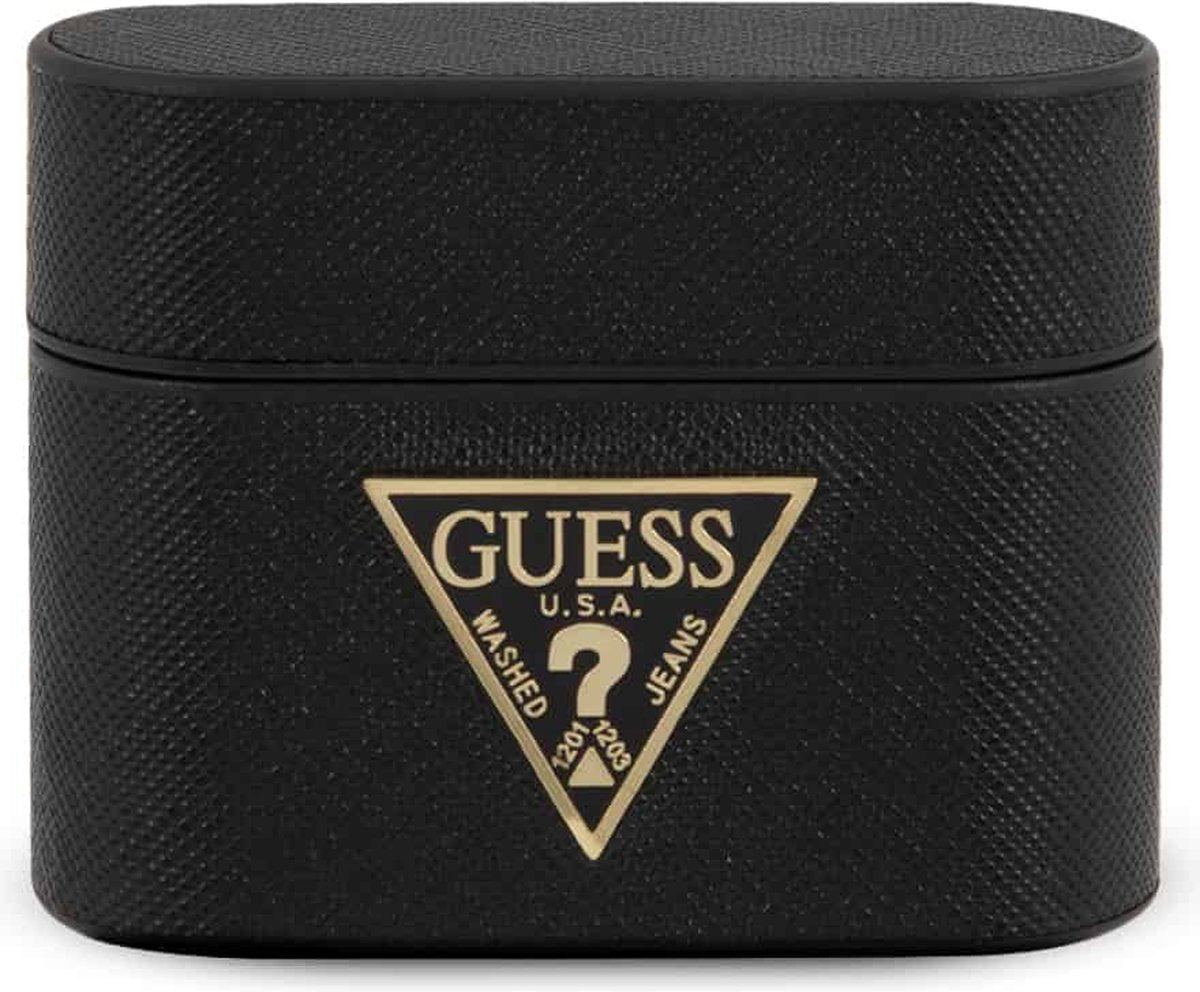 Guess Pu Saffiano Round Shape Case With Metal Logo For Airpods Pro 1st GEN