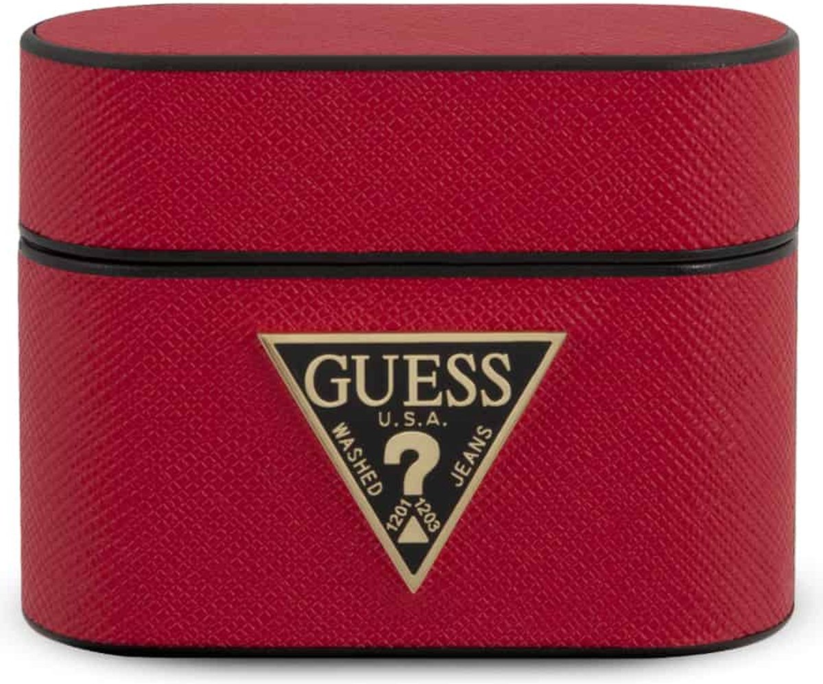 Guess Pu Saffiano Round Shape Case With Metal Logo For Airpods Pro 1st GEN