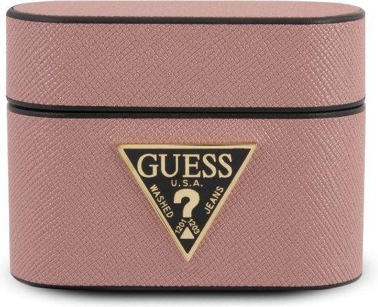 Guess Pu Saffiano Round Shape Case With Metal Logo For Airpods Pro 1st GEN