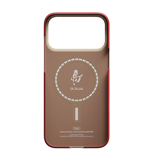 PITAKA Ink Horse Painting Edge Case for iPhone 17 Pro MAX- Cinnabar