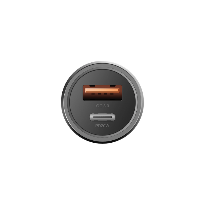 ENERGEA ALU DRIVE PD20+, USB-C PD20 + USB-A QC3.0 DUO PORT ALUMINIUM 38W CAR CHARGER - GUNMETAL