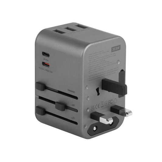ENERGEA TRAVELWORLD ADAPTER 35, 3A2C 35.5W - GUNMETAL