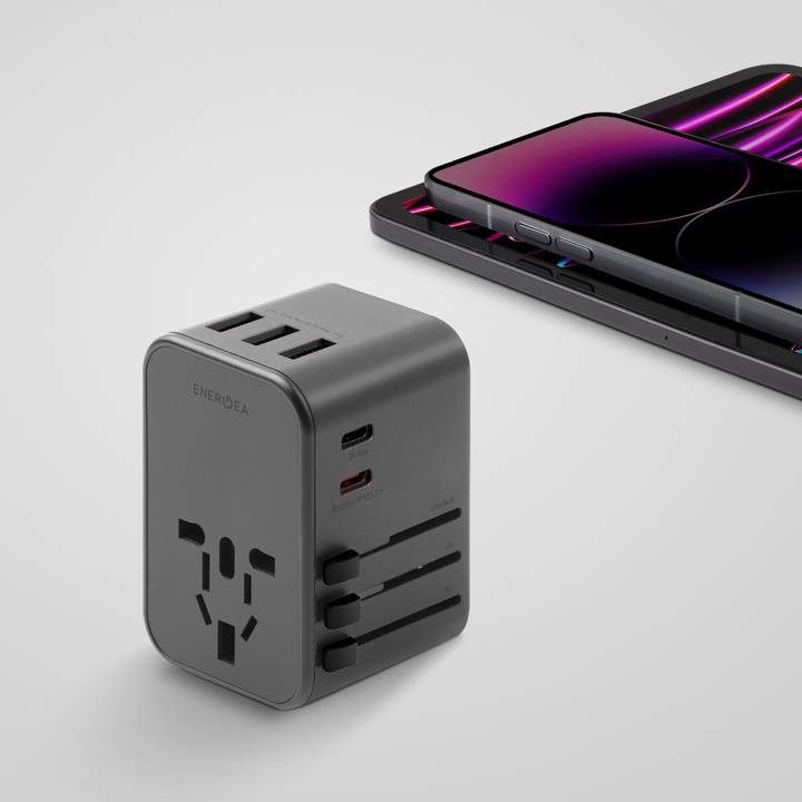 ENERGEA TRAVELWORLD ADAPTER 35, 3A2C 35.5W - GUNMETAL
