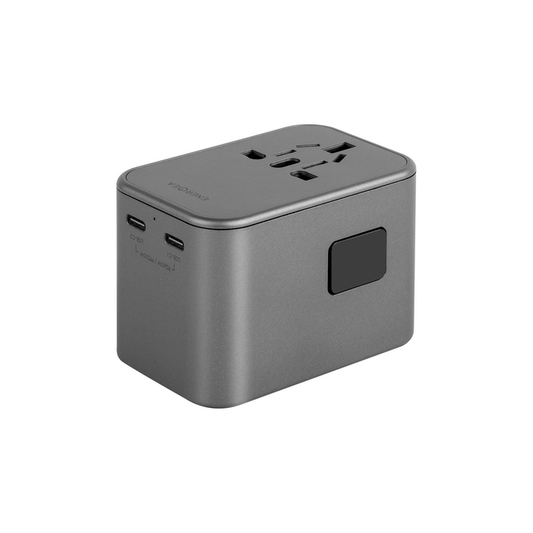 ENERGEA TRAVELWORLD ADAPTER GAN65, 1A2C 65W - GUNMETAL