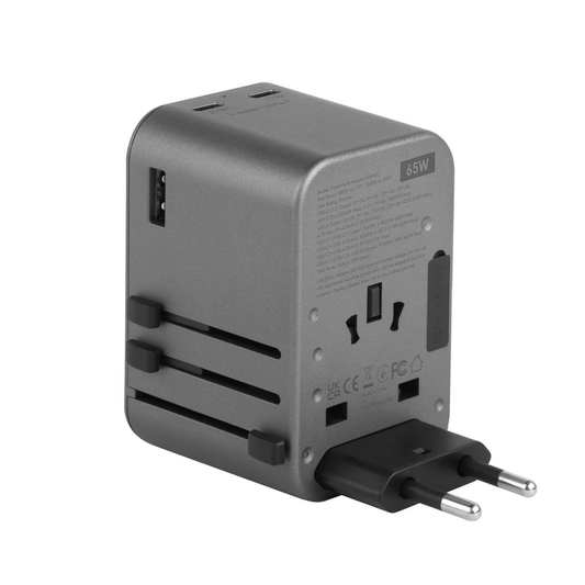 ENERGEA TRAVELWORLD ADAPTER GAN65, 1A2C 65W - GUNMETAL
