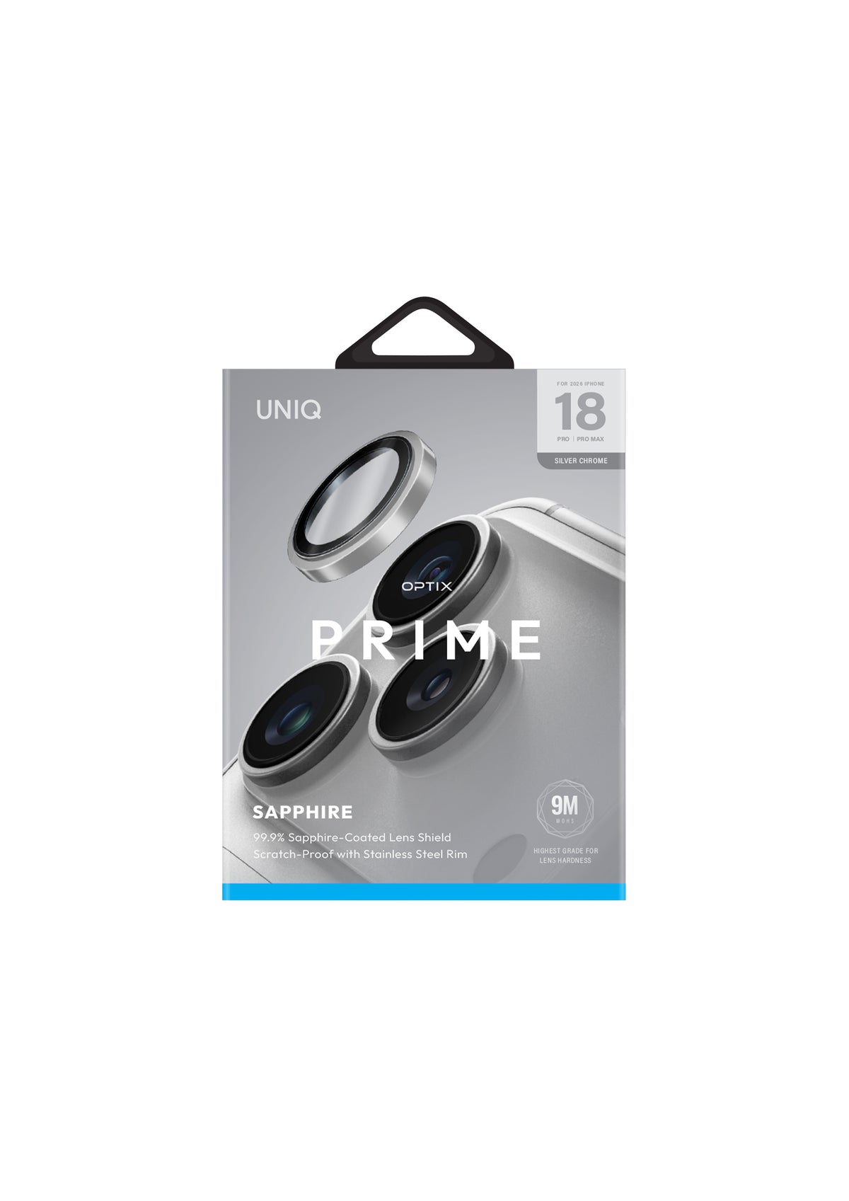 UNIQ OPTIX PRIME IPHONE 18 PRO/18 PRO MAX (2026) 6.3/6.9 CAMERA LENS PROTECTOR Silver-Chrome
