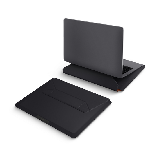 UNIQ OSLO LAPTOP SLEEVE WITH FOLDABLE STAND (UP TO 14”) - JET BLACK