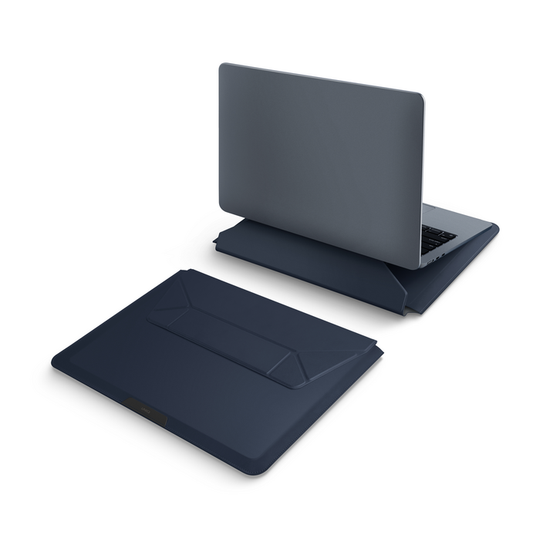 UNIQ OSLO LAPTOP SLEEVE WITH FOLDABLE STAND (UP TO 14”) - NAVY BLUE