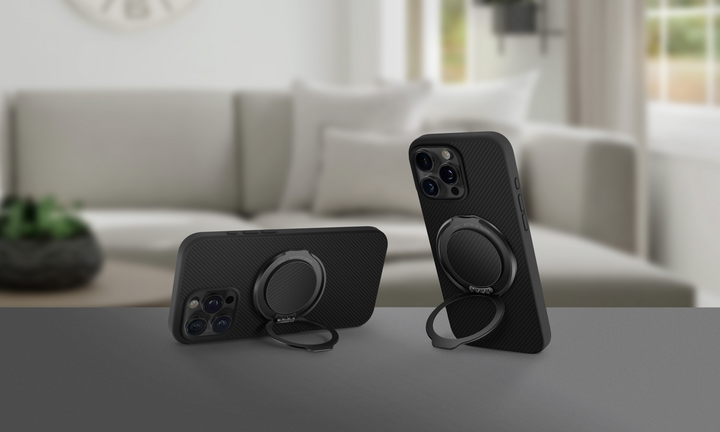 UNIQ GRIPFIT PREMIUM 360 MAGNETIC MOUNT & KICKSTAND CARBON BLACK