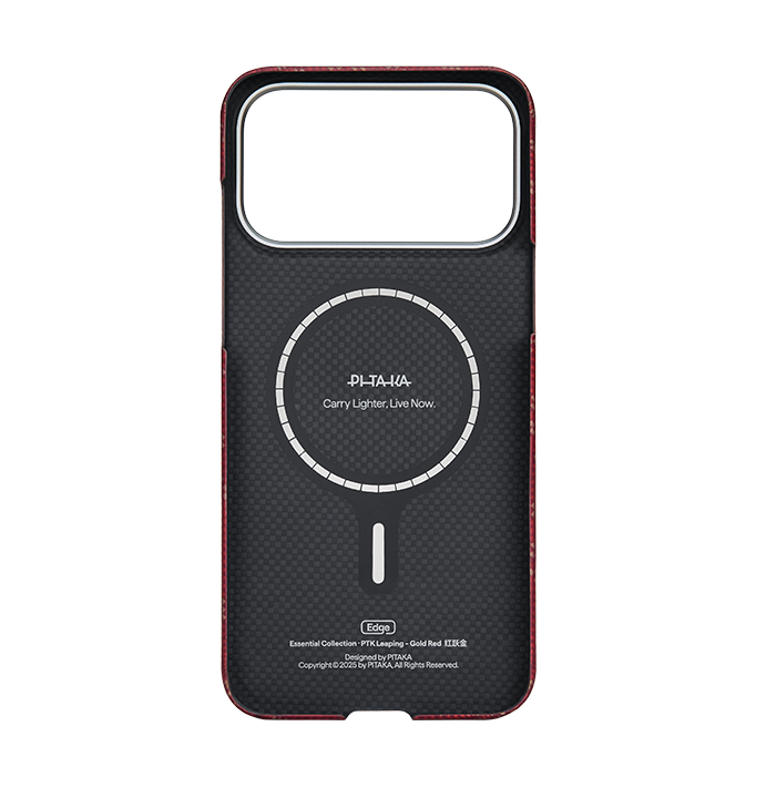 PITAKA Ultra-Slim Case for iPhone 17 Pro Max- Monogram (Gold/Red)