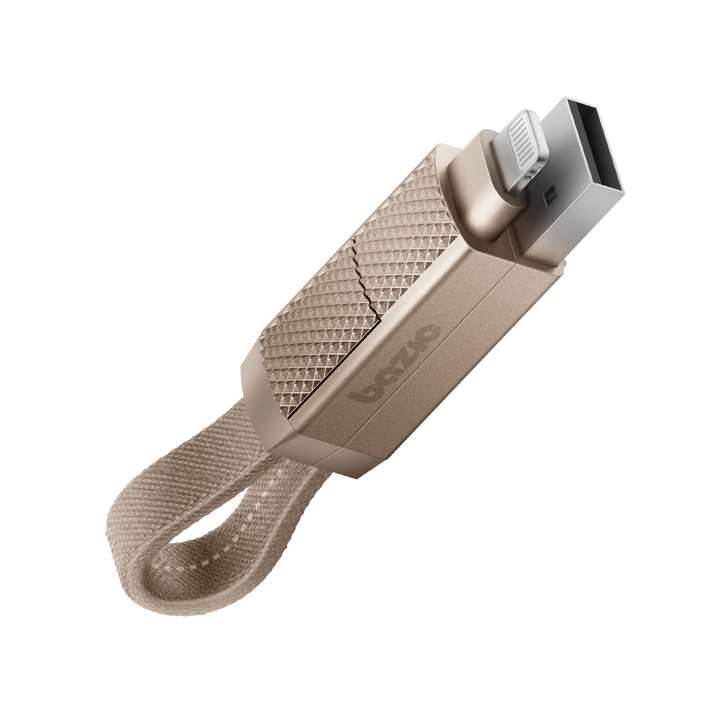 BAZIC GOCHARGE ALUCABLE, 4 IN 1 ALUMINIUM CHARGING CABLE WITH USB A/C INPUT AND USB C/LIGHTNING OUTPUT. PD FAST CHARGE 15CM