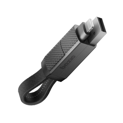 BAZIC GOCHARGE ALUCABLE, 4 IN 1 ALUMINIUM CHARGING CABLE WITH USB A/C INPUT AND USB C/LIGHTNING OUTPUT. PD FAST CHARGE 15CM