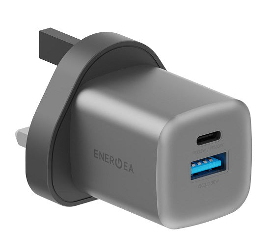 ENERGEA AMPCHARGE GAN35, 1C1A PD/PPS/QC3.0 WALL CHARGER,35W (UK) - GUNMETAL