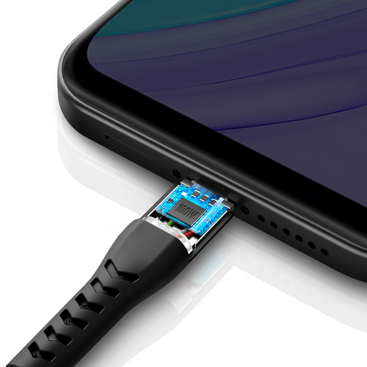 ENERGEA NYLOFLEX, USB 2.0 USB-C TO USB-C CHARGE & SYNC CABLE 480MBPS 5A 30CM, BLACK