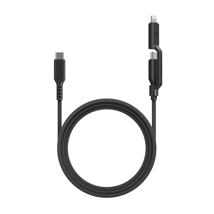 ENERGEA FLOW DUO 2-IN-1  C TO C + LIGHTNING CABLE, 480MBPS, 240W, 1.5M -BLACK