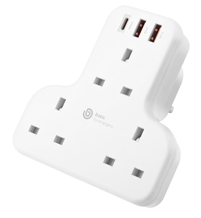 BAZIC GOPORT TRIO, EXTENSION WALL CHARGER WITH BUILT-IN USB OUTPUT - WHITE