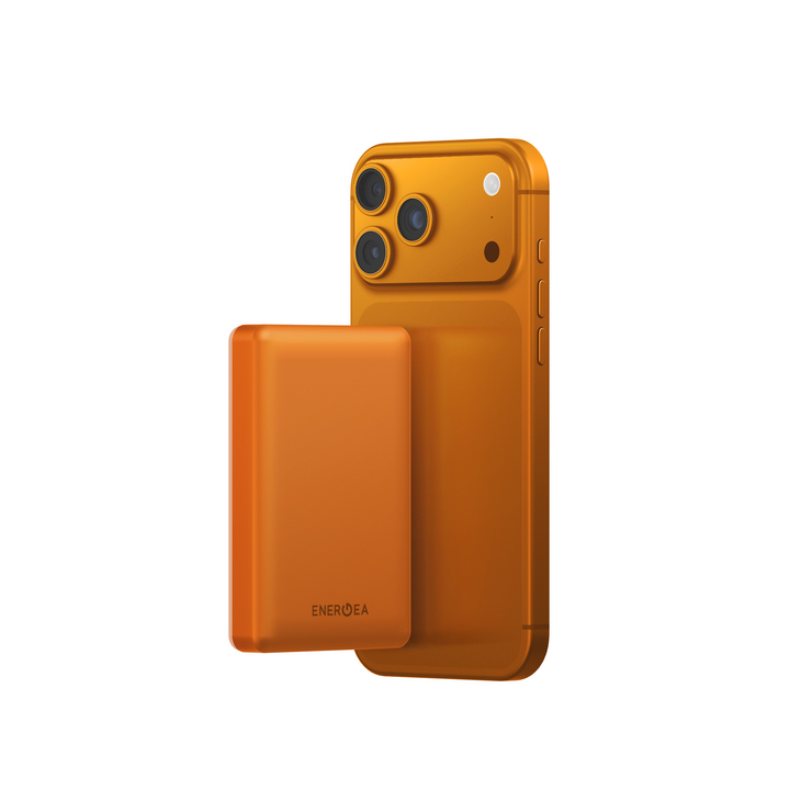 ENERGEA ALUPAC 10K,  10000MAH ULTRA LIGHT ALUMINIUM MAGSAFE COMPATIBLE POWER BANK - ORANGE