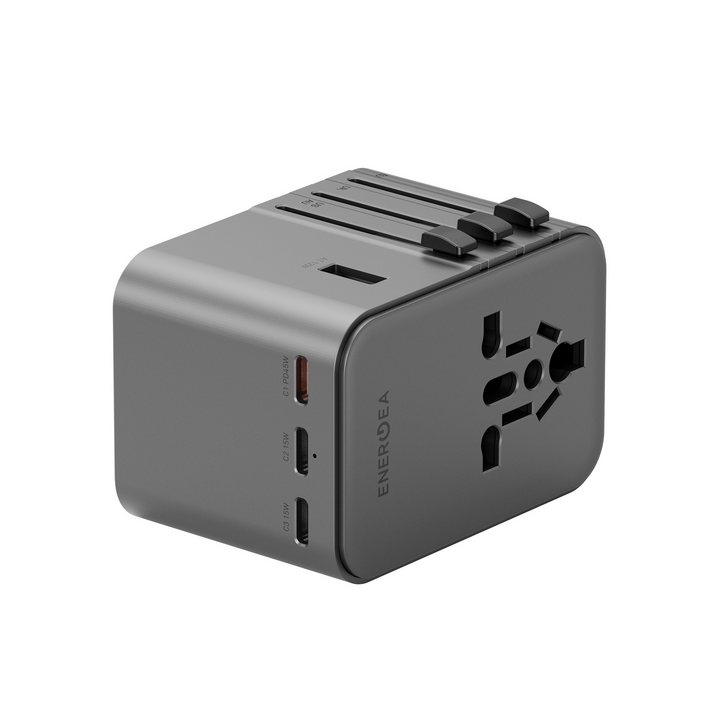 ENERGEA TRAVELWORLD ADAPTER GAN45, 3C2A 45W - GUNMETAL