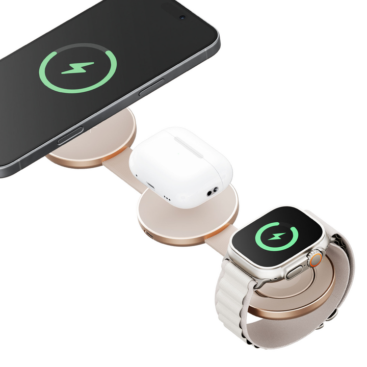 ENERGEA ALUMAG TRIO, 3IN1 FOLDABLE QI2 ALUMINIUM WIRELESS CHARGER 15W