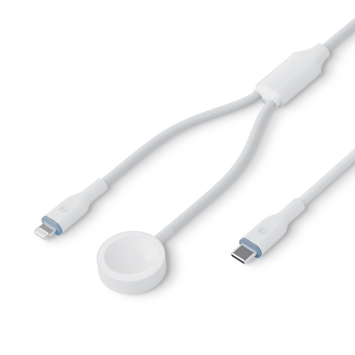 BAZIC GOCHARGE DEUCE CABLE, USB-C TO LIGHTNING WITH WATCH CHARGER 1.8M- WHITE