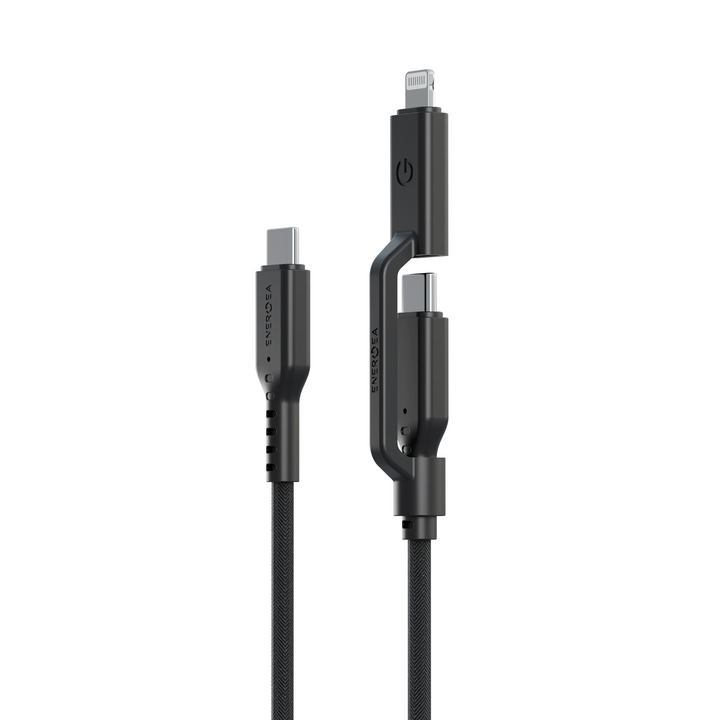 ENERGEA FLOW DUO 2-IN-1  C TO C + LIGHTNING CABLE, 480MBPS, 240W, 1.5M -BLACK