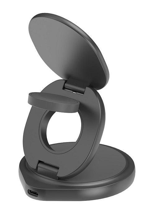 BAZIC GOMAG GYRE, 360 ROTATING BASE 3 IN 1 WIRELESS CHARGER WITH APPLE WATCH AND AIRPODS CHARGING - GUNMETAL