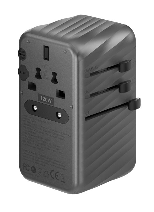 ENERGEA TRAVELWORLD ADAPTER GAN120, 1A3C 120W - GUNMETAL