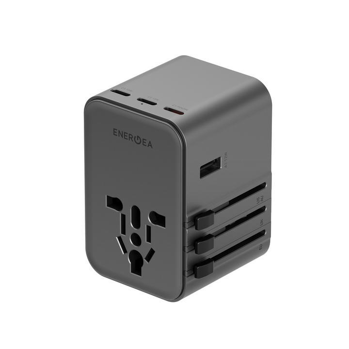 ENERGEA TRAVELWORLD ADAPTER GAN45, 3C2A 45W - GUNMETAL