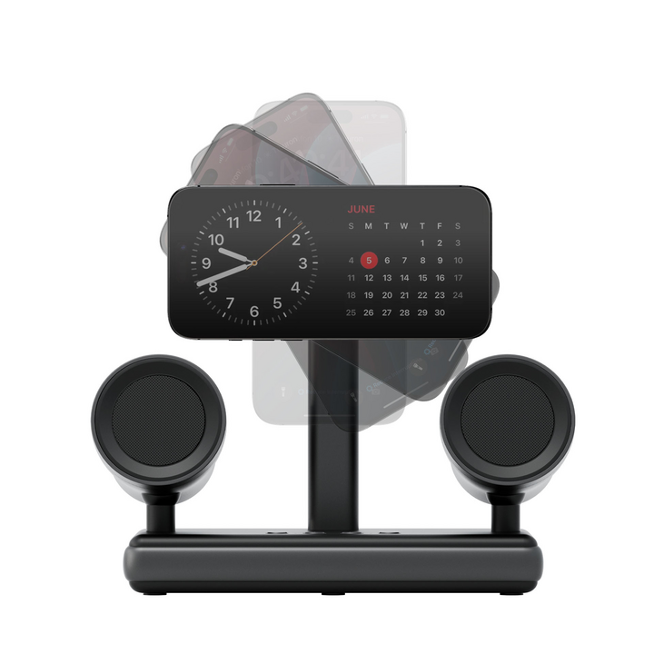 ENERGEA MAGAUDIO STAND, 2IN1 SPEAKERPHONE & QI2 MAGNETIC FAST WIRELESS CHARGER - GUNMETAL