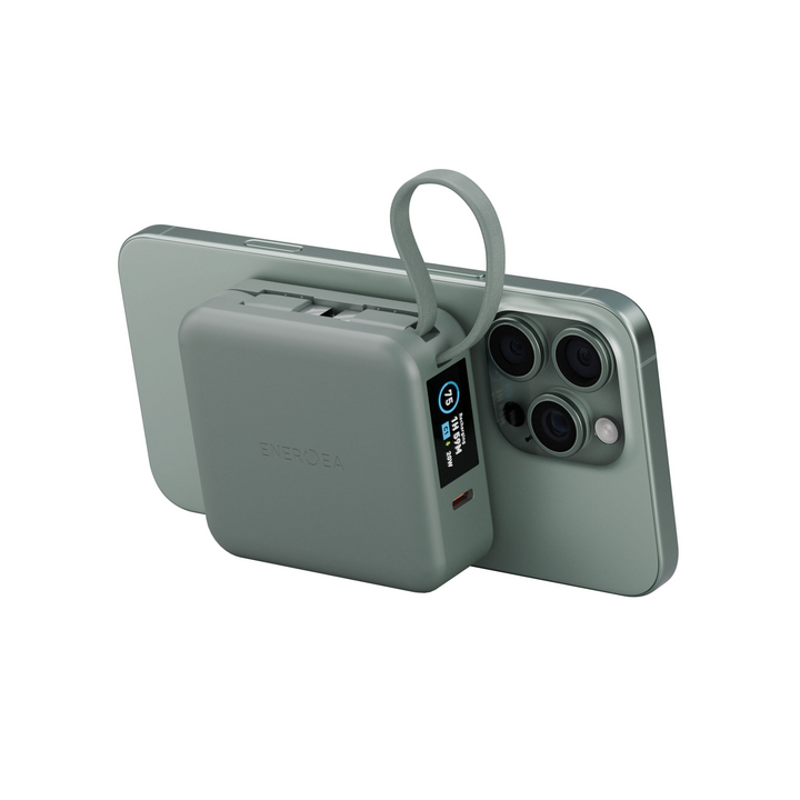 ENERGEA MAGPAC MINI PLUS 10000MAH MAGSAFE COMPATIBLE POWER BANK WITH BUILT-IN C CABLES & DISPLAY