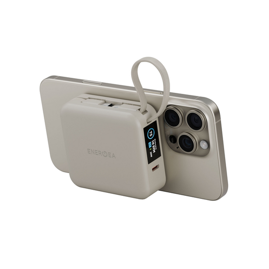ENERGEA MAGPAC MINI PLUS 10000MAH MAGSAFE COMPATIBLE POWER BANK WITH BUILT-IN C CABLES & DISPLAY