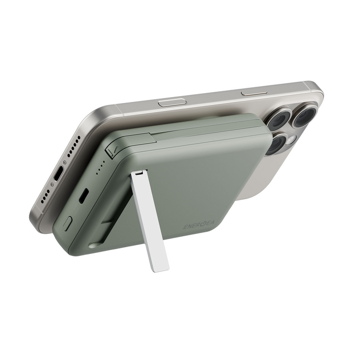 ENERGEA MAGPAC PRO+, 10000MAH MAGSAFE COMPATIBLE QI2 POWER BANK WITH BUILT-IN CABLE AND STAND