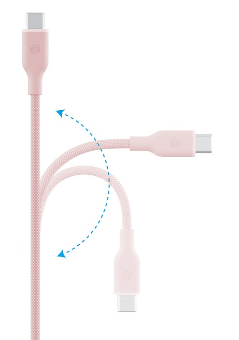 BAZIC GOCHARGE WEAVE C-C CABLE 480MBPS, 60W 1.5M - PINK