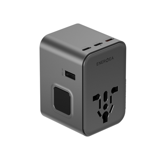 ENERGEA TRAVELWORLD ADAPTER GAN45, 3C2A 45W - GUNMETAL