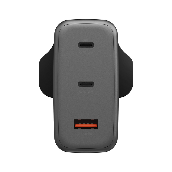 ENERGEA AMPCHARGE GAN100, 2C1A PD/PPS/SCP/QC3.0/AFC/FCP/ WALL CHARGER,100W (UK) - GUNMETAL