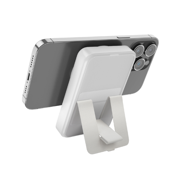 BAZIC GOPOWER 10K, 10000MAH MAGSAFE COMPATIBLE POWER BANK WITH BUILT-IN APPLE WATCH CHARGER - WHITE