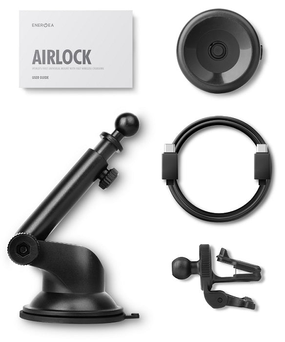 ENERGEA AIRLOCK, VACUUM PHONE MOUNT WITH 15W WIRELESS CHARGING - GUNMETAL