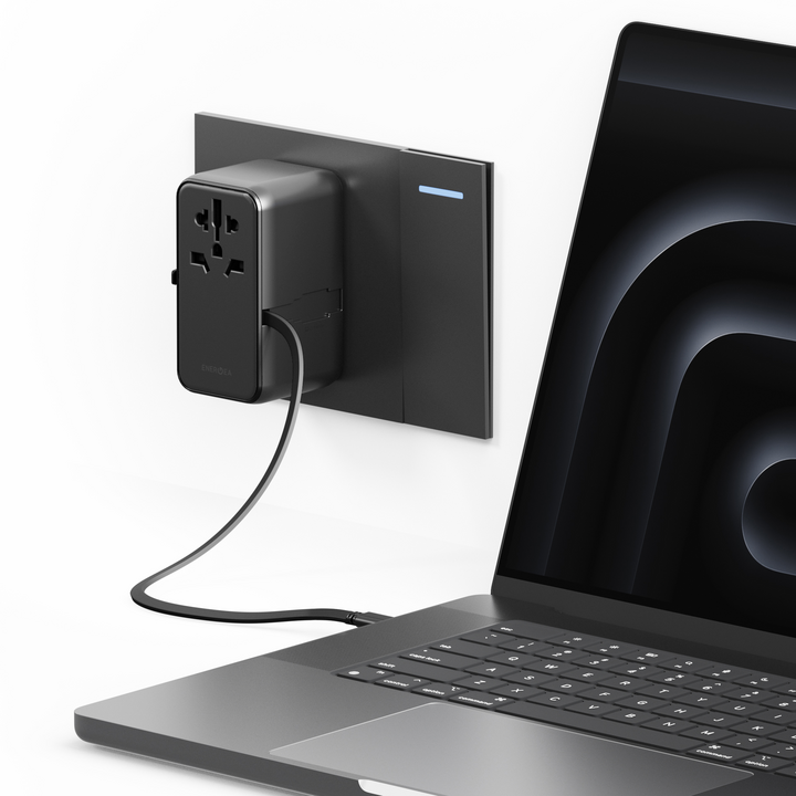 ENERGEA TRAVELWORLD ADAPTER GAN85 WITH 80CM TYPE-C CABLE, 3C1A 85W - GUNMETAL