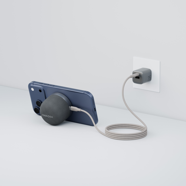 ENERGEA MAGAUDIO GO PLUS, QI PORTABLE MAGSAFE SPEAKER WITH LANYARD - CHARCOAL