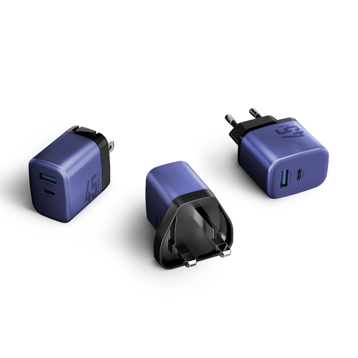 Energea AmpCharge 45 AVS Wall Charge 45W With Max 60W (UK) - Indigo Blue