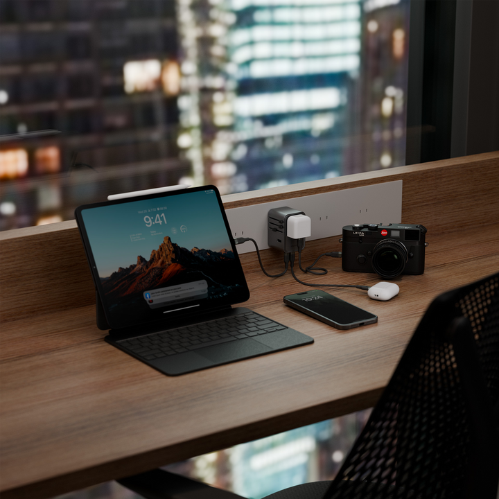 ENERGEA TRAVELWORLD ADAPTER GAN45, 3C2A 45W - GUNMETAL