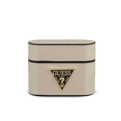 Guess Pu Saffiano Round Shape Case With Metal Logo For Airpods Pro 1st GEN